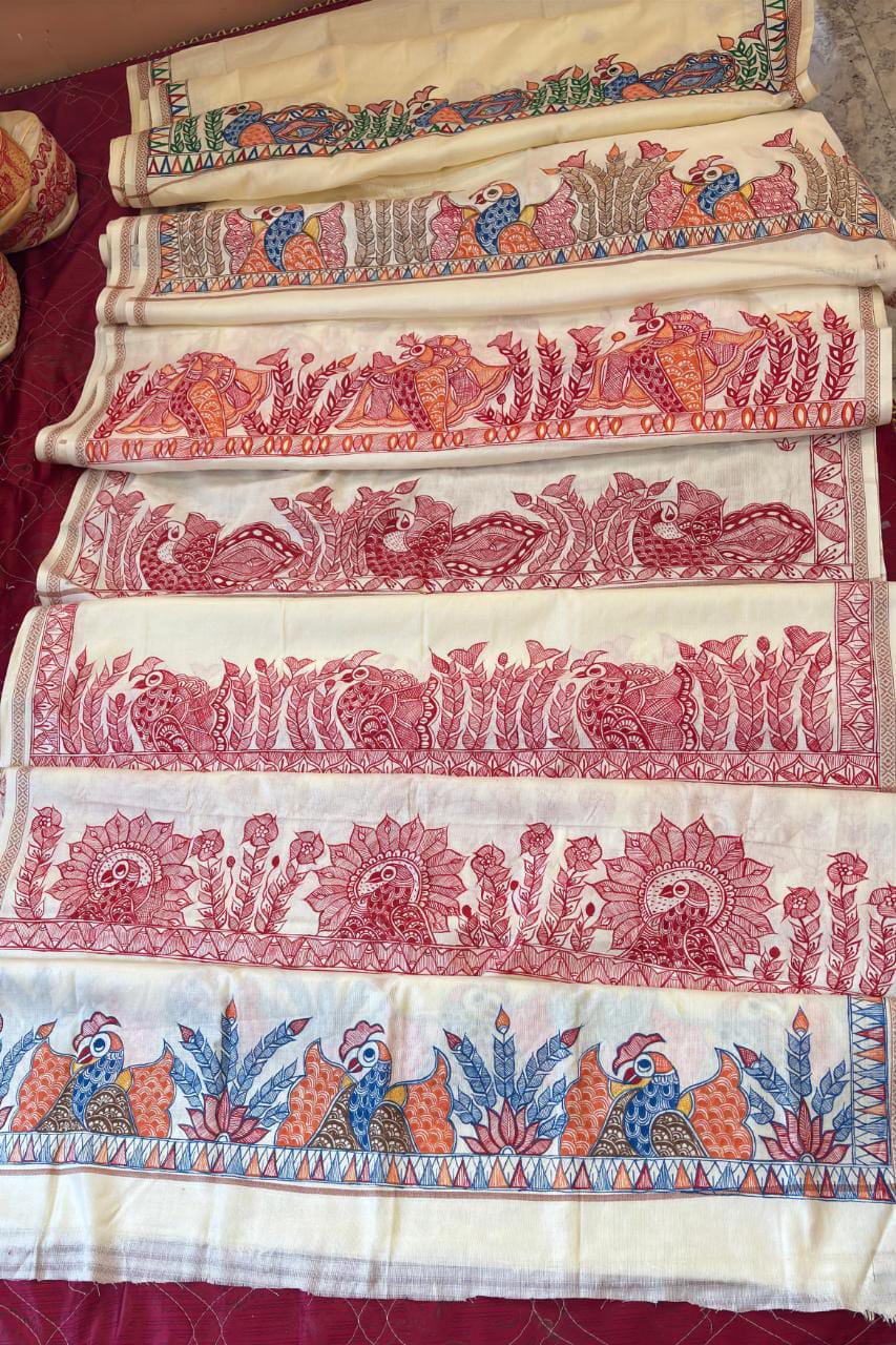 Connect with us for Mithila art related art work like saree kurtas tshirt etc.